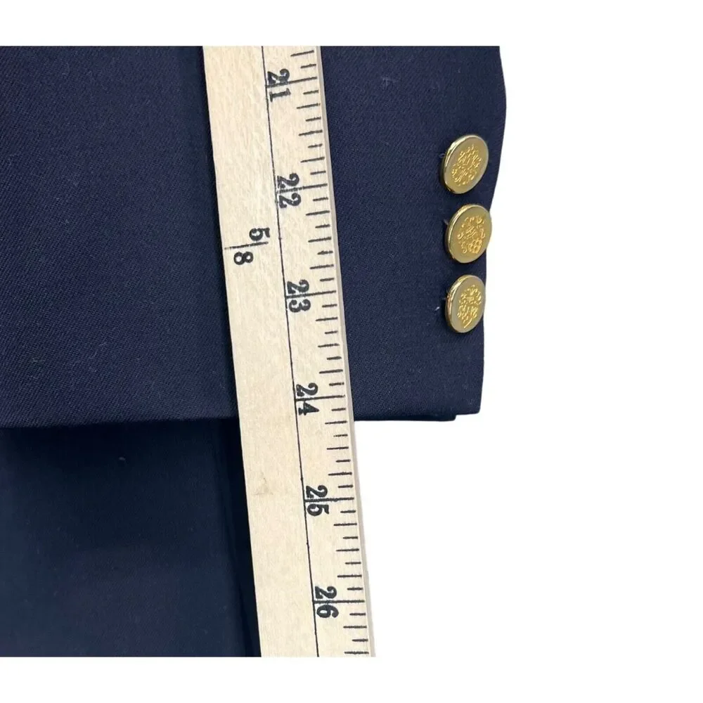 Botany 500 Blazer Jacket Mens 43R Dark Blue Wool Gold Buttons Sport Coat Classic